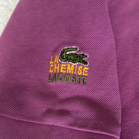 Vintage Chemise Lacoste Purple Polo Shirt Size Medium - Picture 4 of 5